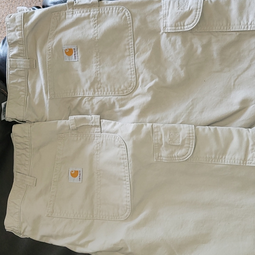 Two Carhartt Work Pants Jeans Cargo Pocket Dungaree Fit Men's 38x36